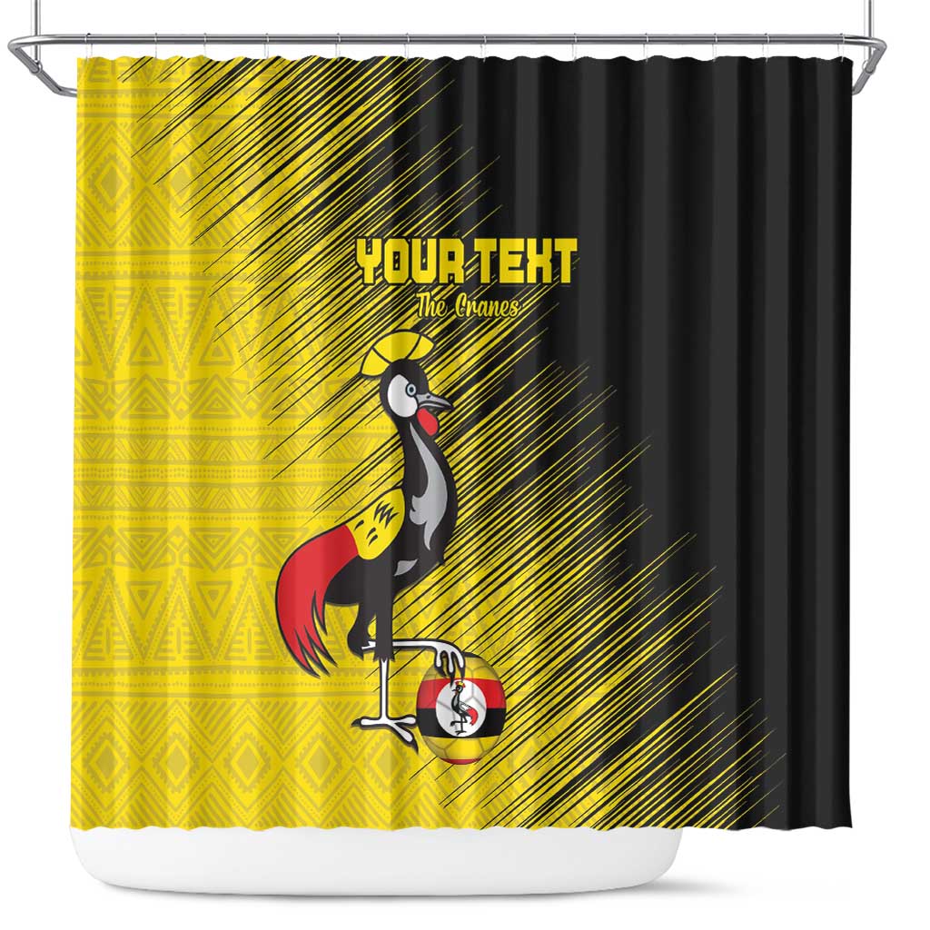 Uganda Football Custom Shower Curtain African Pattern Mix Grunge Style - Yellow Color