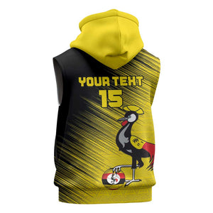 Uganda Football Custom Sleeveless Zip Hoodie African Pattern Mix Grunge Style - Yellow Color - African Pride