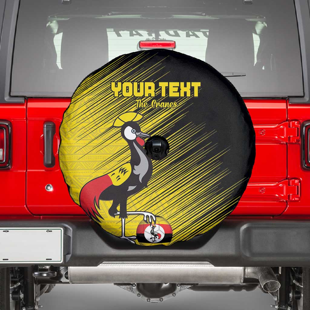Uganda Football Custom Spare Tire Cover African Pattern Mix Grunge Style - Yellow Color