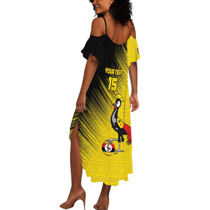 Uganda Football Custom Summer Maxi Dress African Pattern Mix Grunge Style - Yellow Color
