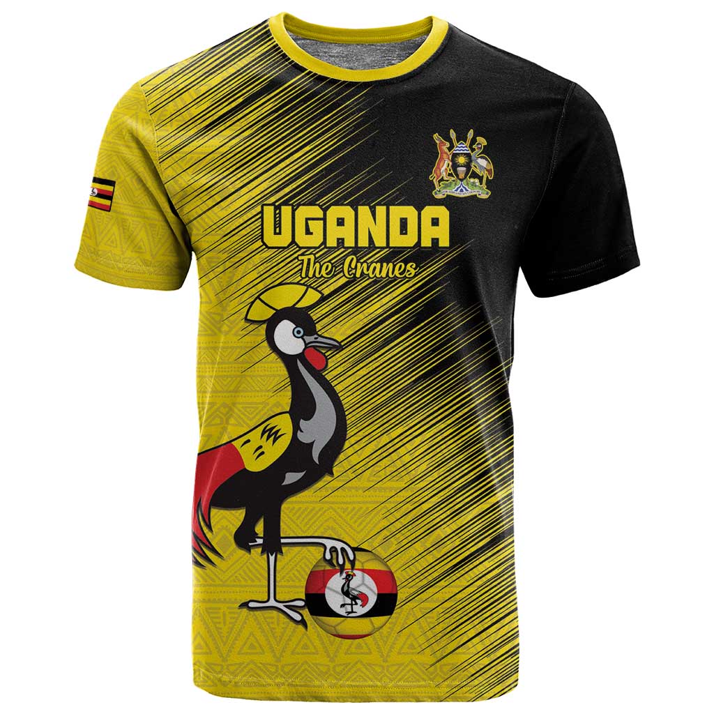 Uganda Football Custom T shirt African Pattern Mix Grunge Style - Yellow Color