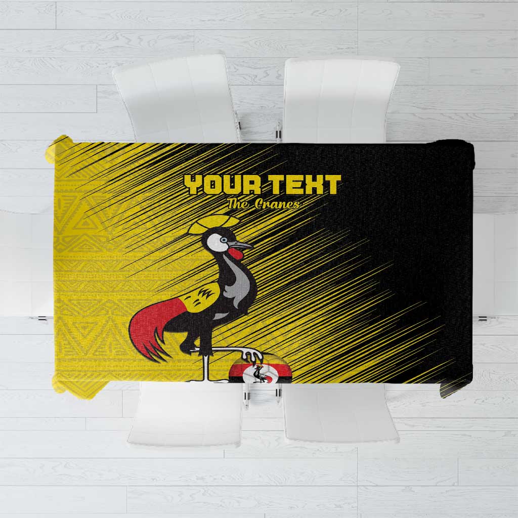 Uganda Football Custom Tablecloth African Pattern Mix Grunge Style - Yellow Color