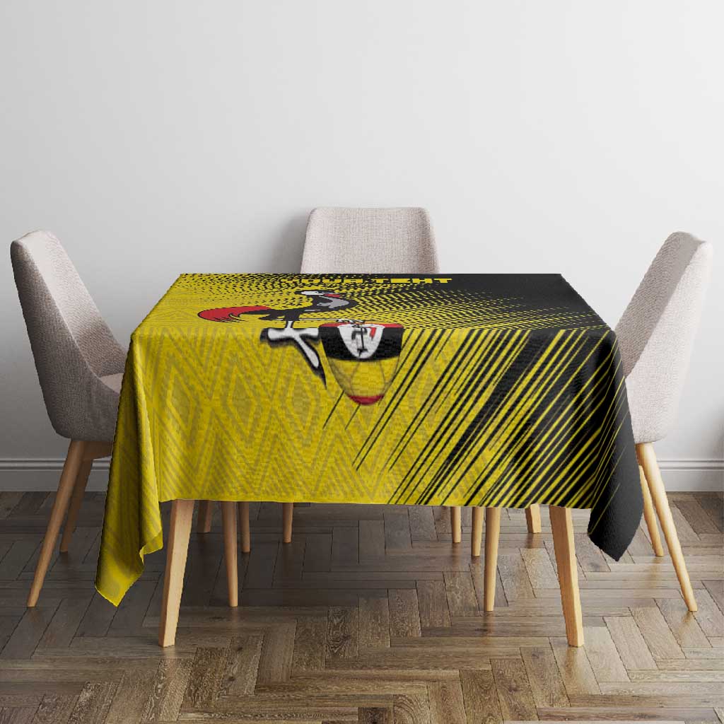 Uganda Football Custom Tablecloth African Pattern Mix Grunge Style - Yellow Color