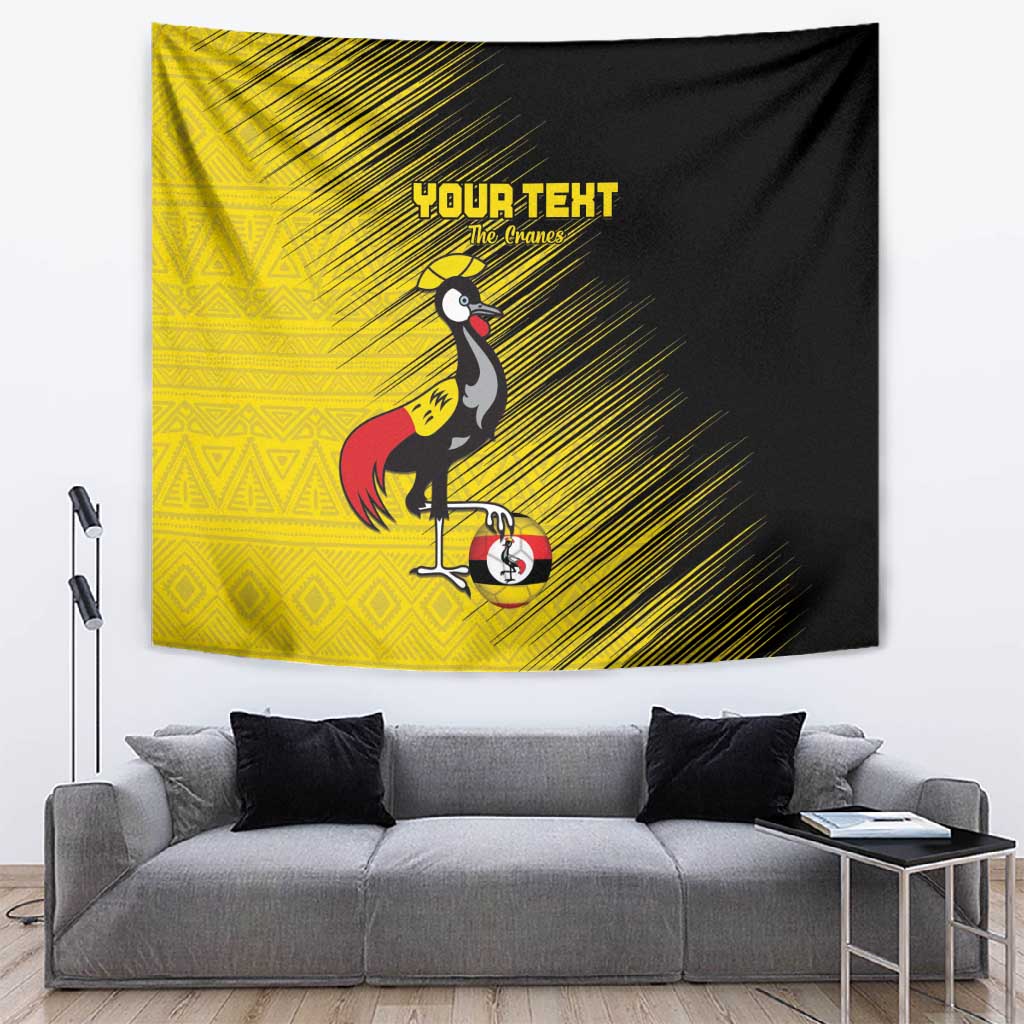 Uganda Football Custom Tapestry African Pattern Mix Grunge Style - Yellow Color