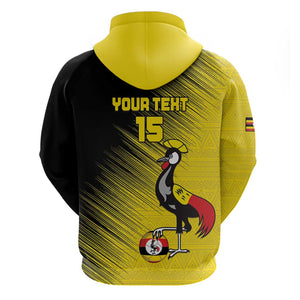 Uganda Football Custom Zip Hoodie African Pattern Mix Grunge Style - Yellow Color