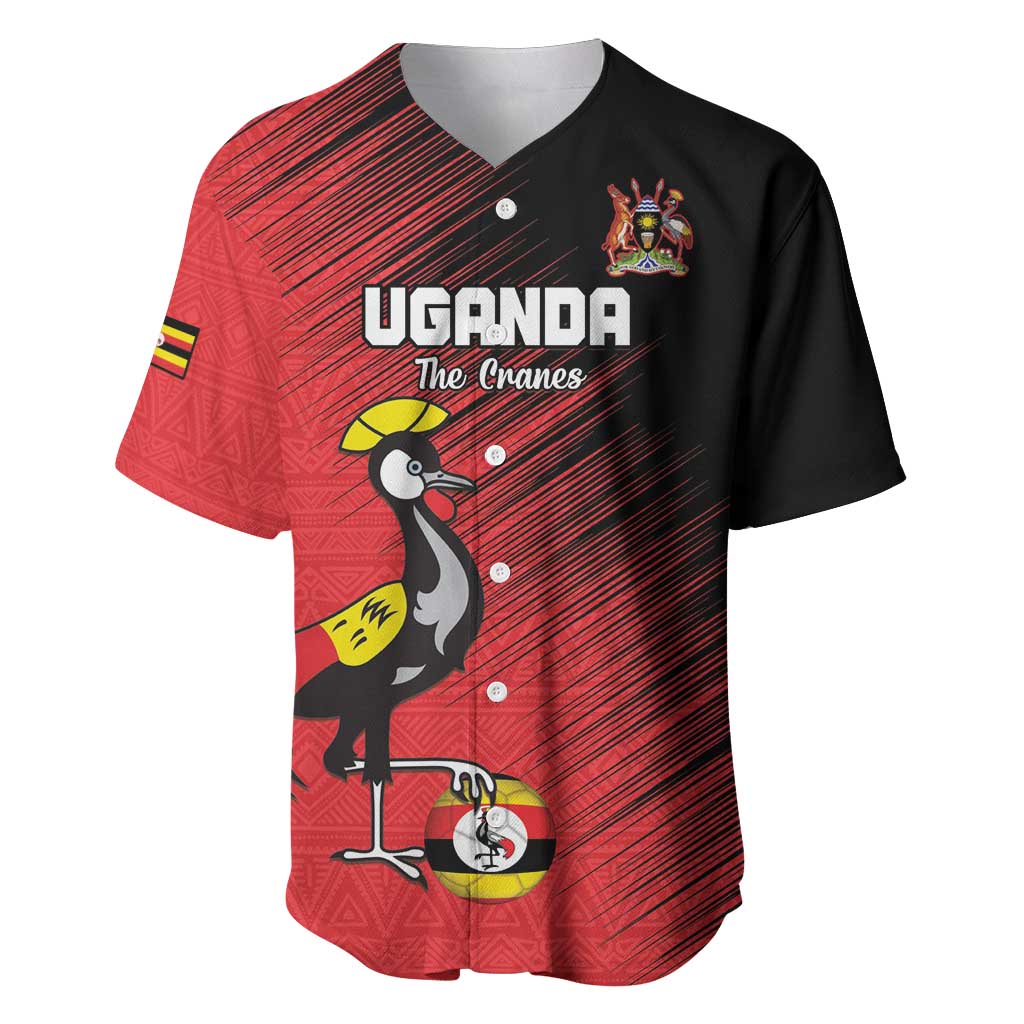 Uganda Football Custom Baseball Jersey African Pattern Mix Grunge Style - Red Color