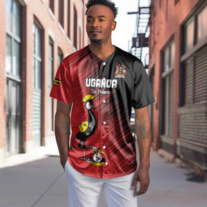 Uganda Football Custom Baseball Jersey African Pattern Mix Grunge Style - Red Color