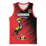 Uganda Football Custom Basketball Jersey African Pattern Mix Grunge Style - Red Color LT15