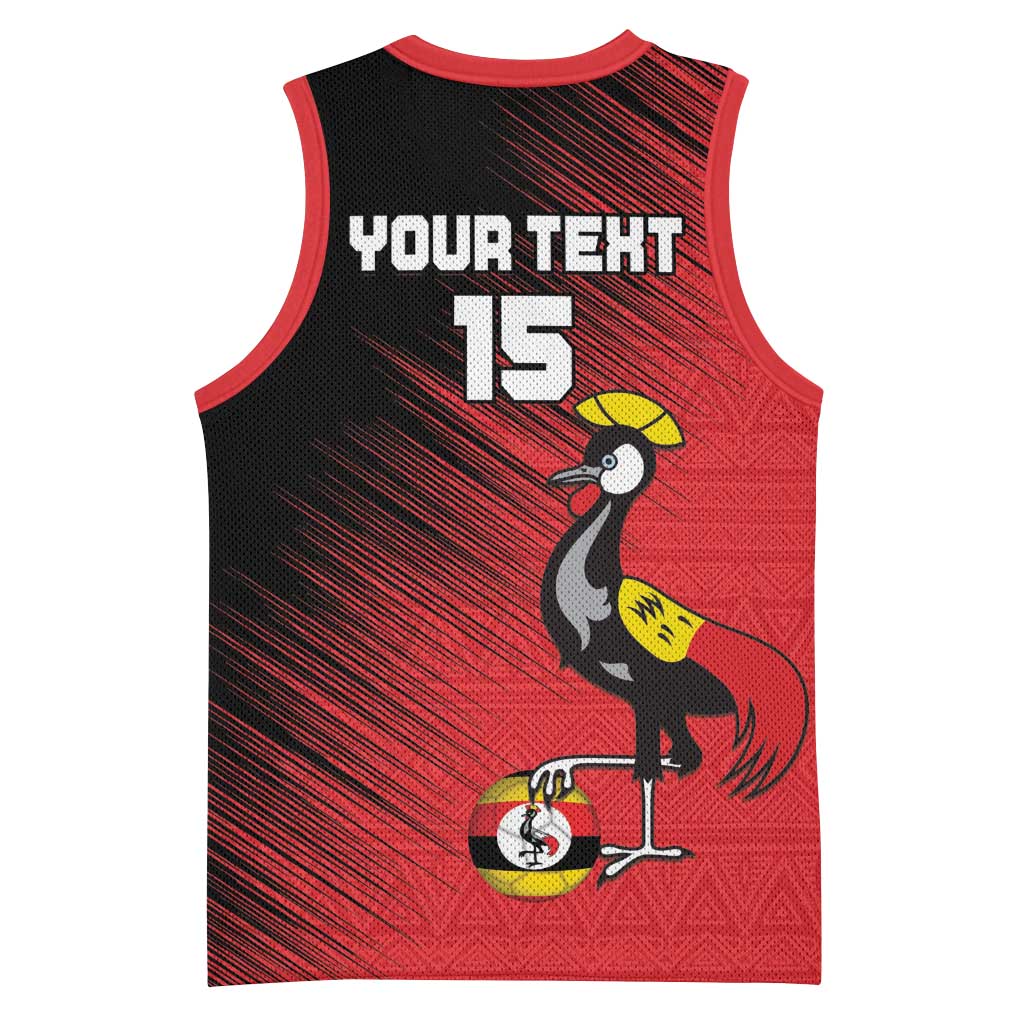 Uganda Football Custom Basketball Jersey African Pattern Mix Grunge Style - Red Color LT15
