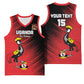 Uganda Football Custom Basketball Jersey African Pattern Mix Grunge Style - Red Color LT15