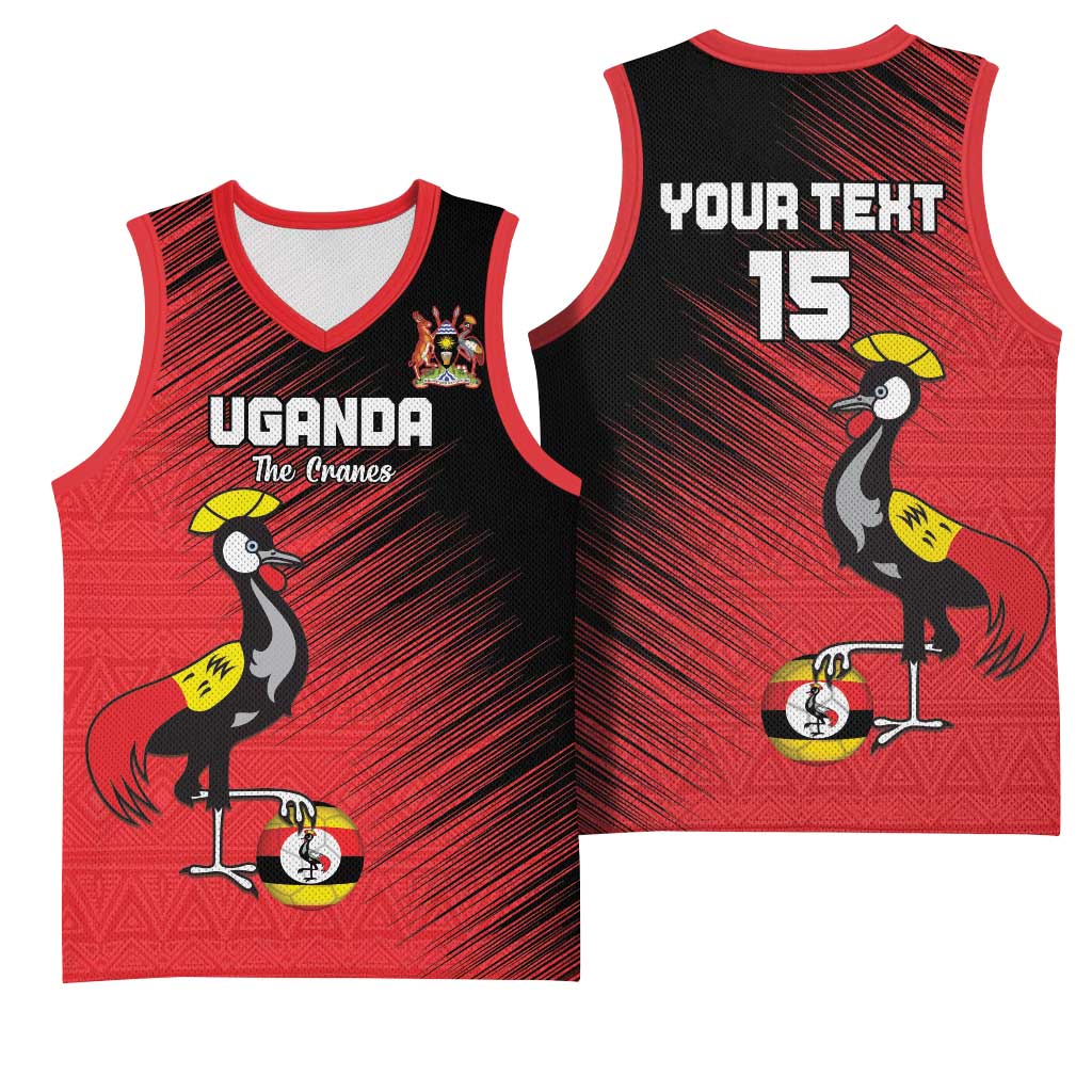 Uganda Football Custom Basketball Jersey African Pattern Mix Grunge Style - Red Color LT15