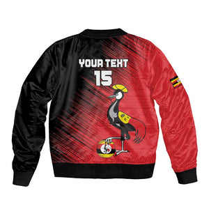 Uganda Football Custom Bomber Jacket African Pattern Mix Grunge Style - Red Color