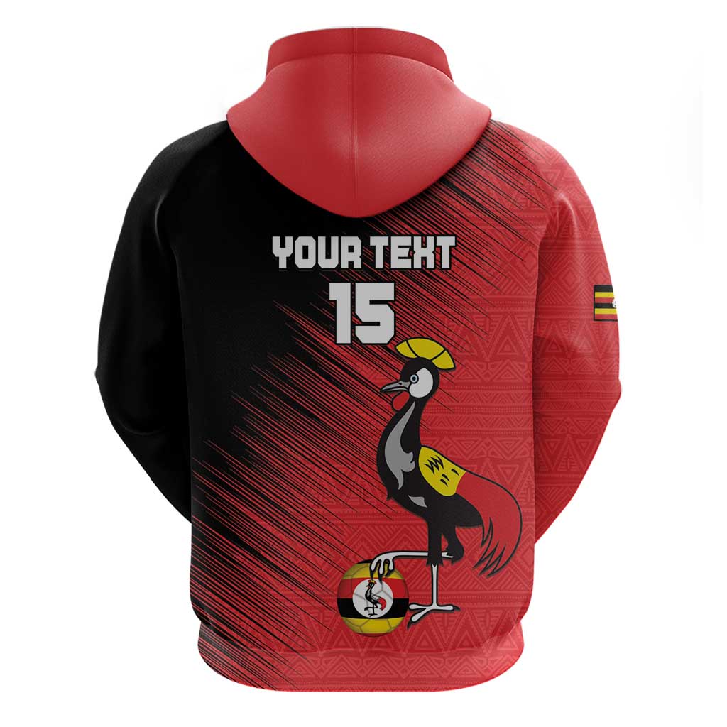 Uganda Football Custom Hoodie African Pattern Mix Grunge Style - Red Color