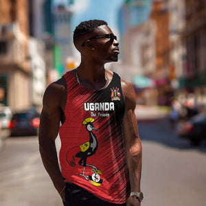 Uganda Football Custom Men Tank Top African Pattern Mix Grunge Style - Red Color