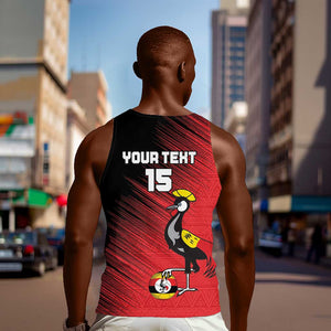 Uganda Football Custom Men Tank Top African Pattern Mix Grunge Style - Red Color