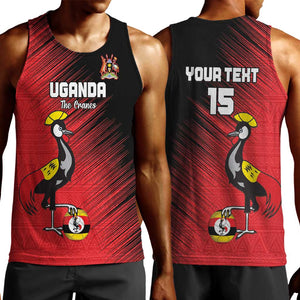 Uganda Football Custom Men Tank Top African Pattern Mix Grunge Style - Red Color