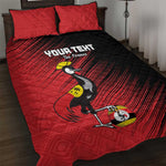 Uganda Football Custom Quilt Bed Set African Pattern Mix Grunge Style - Red Color