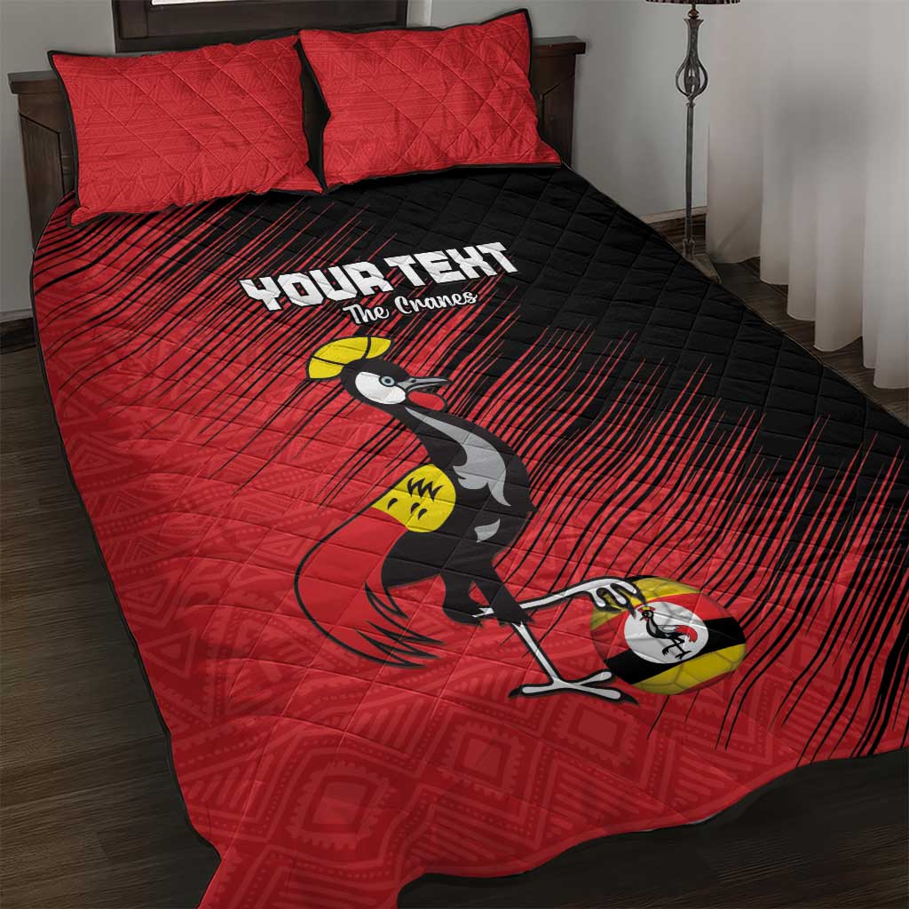 Uganda Football Custom Quilt Bed Set African Pattern Mix Grunge Style - Red Color