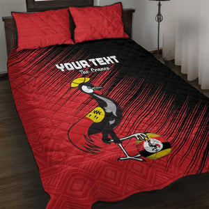 Uganda Football Custom Quilt Bed Set African Pattern Mix Grunge Style - Red Color