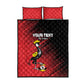 Uganda Football Custom Quilt Bed Set African Pattern Mix Grunge Style - Red Color