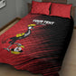 Uganda Football Custom Quilt Bed Set African Pattern Mix Grunge Style - Red Color