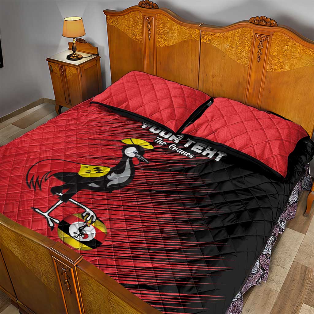 Uganda Football Custom Quilt Bed Set African Pattern Mix Grunge Style - Red Color
