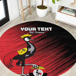 Uganda Football Custom Round Carpet African Pattern Mix Grunge Style - Red Color