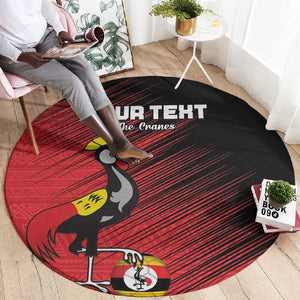 Uganda Football Custom Round Carpet African Pattern Mix Grunge Style - Red Color