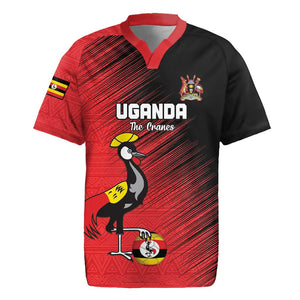 Uganda Football Custom Rugby Jersey African Pattern Mix Grunge Style - Red Color