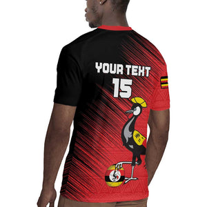 Uganda Football Custom Rugby Jersey African Pattern Mix Grunge Style - Red Color