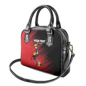 Uganda Football Custom Shoulder Handbag African Pattern Mix Grunge Style - Red Color