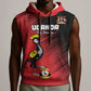 Uganda Football Custom Sleeveless Hoodie African Pattern Mix Grunge Style - Red Color - African Pride
