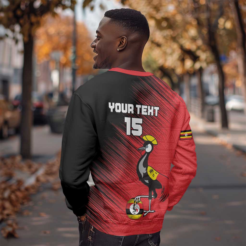 Uganda Football Custom Sweatshirt African Pattern Mix Grunge Style - Red Color
