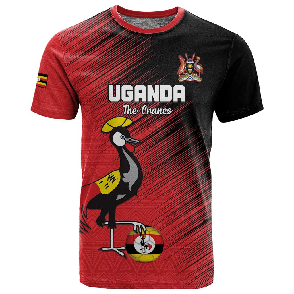 Uganda Football Custom T shirt African Pattern Mix Grunge Style - Red Color