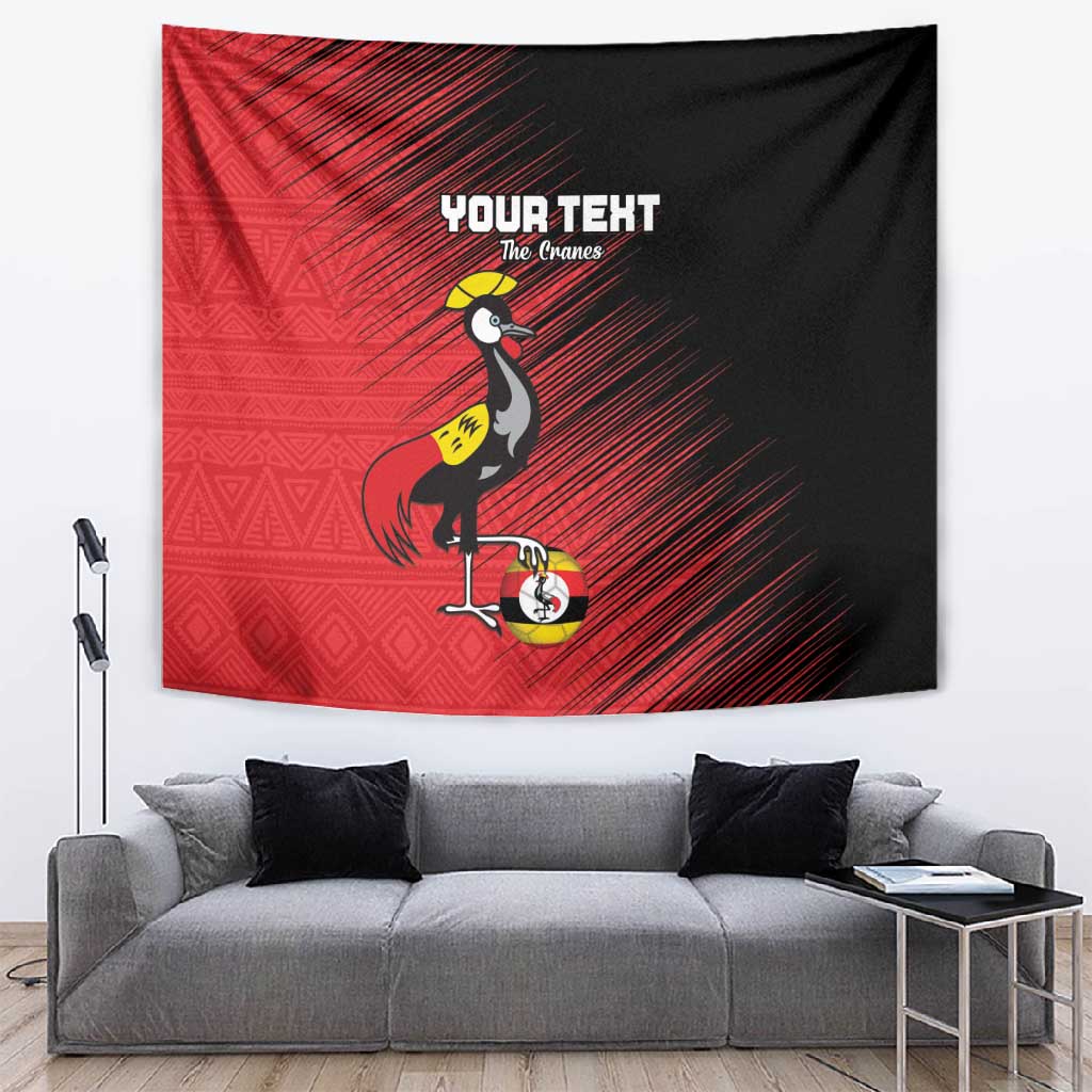 Uganda Football Custom Tapestry African Pattern Mix Grunge Style - Red Color