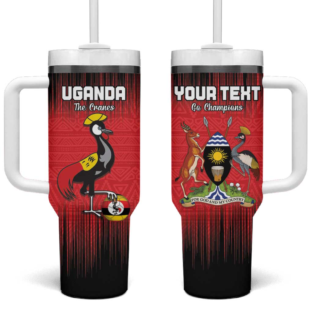 Uganda Football Custom Tumbler With Handle African Pattern Mix Grunge Style - Red Color