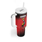 Uganda Football Custom Tumbler With Handle African Pattern Mix Grunge Style - Red Color