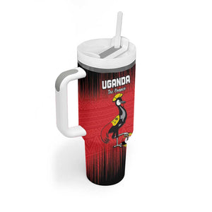Uganda Football Custom Tumbler With Handle African Pattern Mix Grunge Style - Red Color
