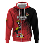 Uganda Football Custom Zip Hoodie African Pattern Mix Grunge Style - Red Color