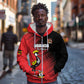 Uganda Football Custom Zip Hoodie African Pattern Mix Grunge Style - Red Color