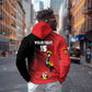 Uganda Football Custom Zip Hoodie African Pattern Mix Grunge Style - Red Color