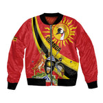 Personalised Afro Uganda Bomber Jacket Black Crowned Crane With Coat Of Arms