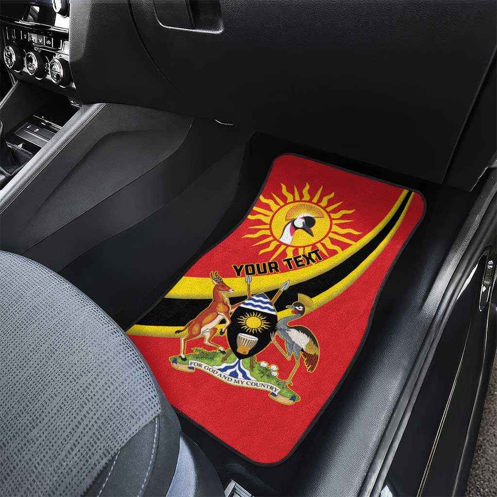 Personalised Afro Uganda Car Mats Black Crowned Crane With Coat Of Arms