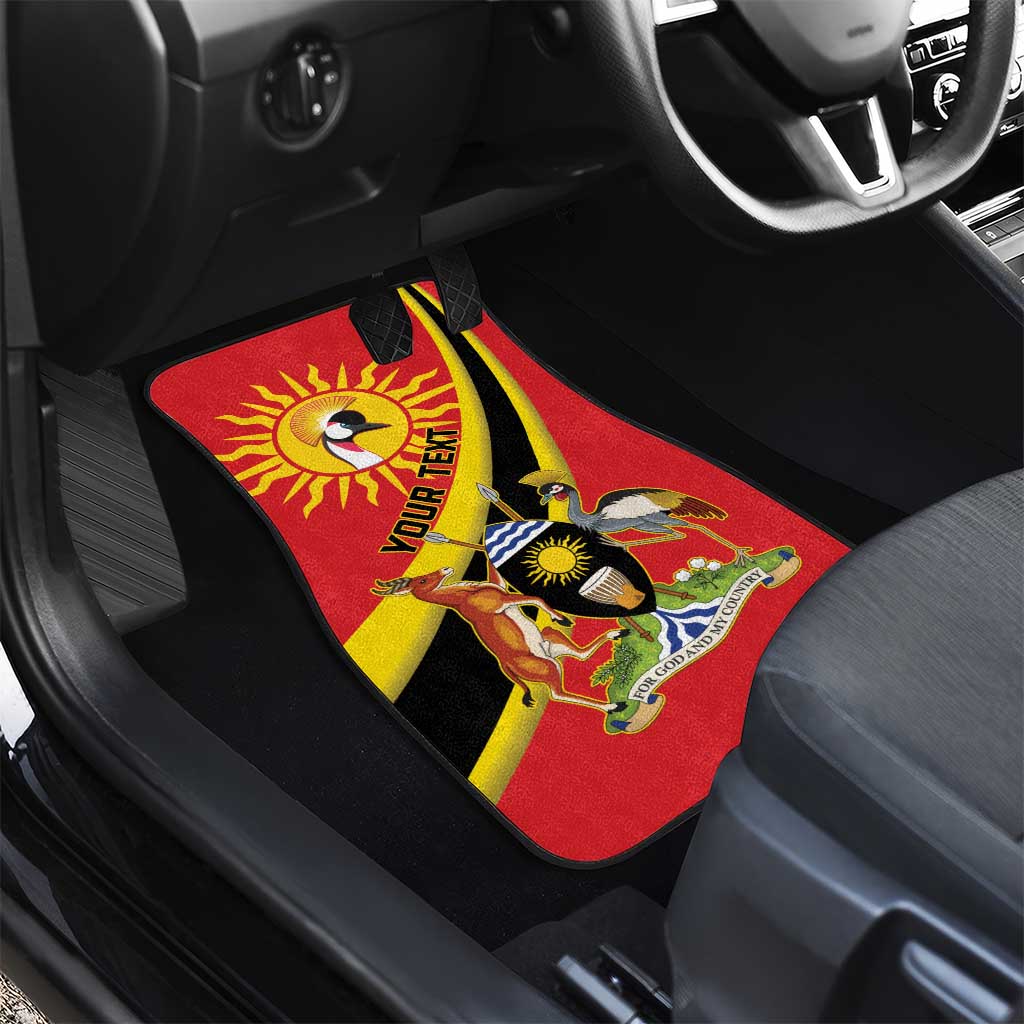 Personalised Afro Uganda Car Mats Black Crowned Crane With Coat Of Arms