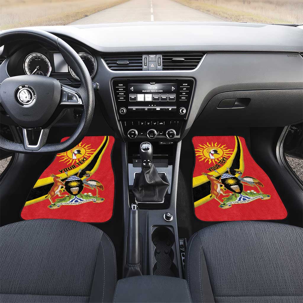 Personalised Afro Uganda Car Mats Black Crowned Crane With Coat Of Arms