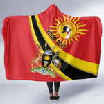 Personalised Afro Uganda Hooded Blanket Black Crowned Crane With Coat Of Arms