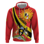 Personalised Afro Uganda Hoodie Black Crowned Crane With Coat Of Arms