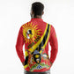 Personalised Afro Uganda Long Sleeve Polo Shirt Black Crowned Crane With Coat Of Arms