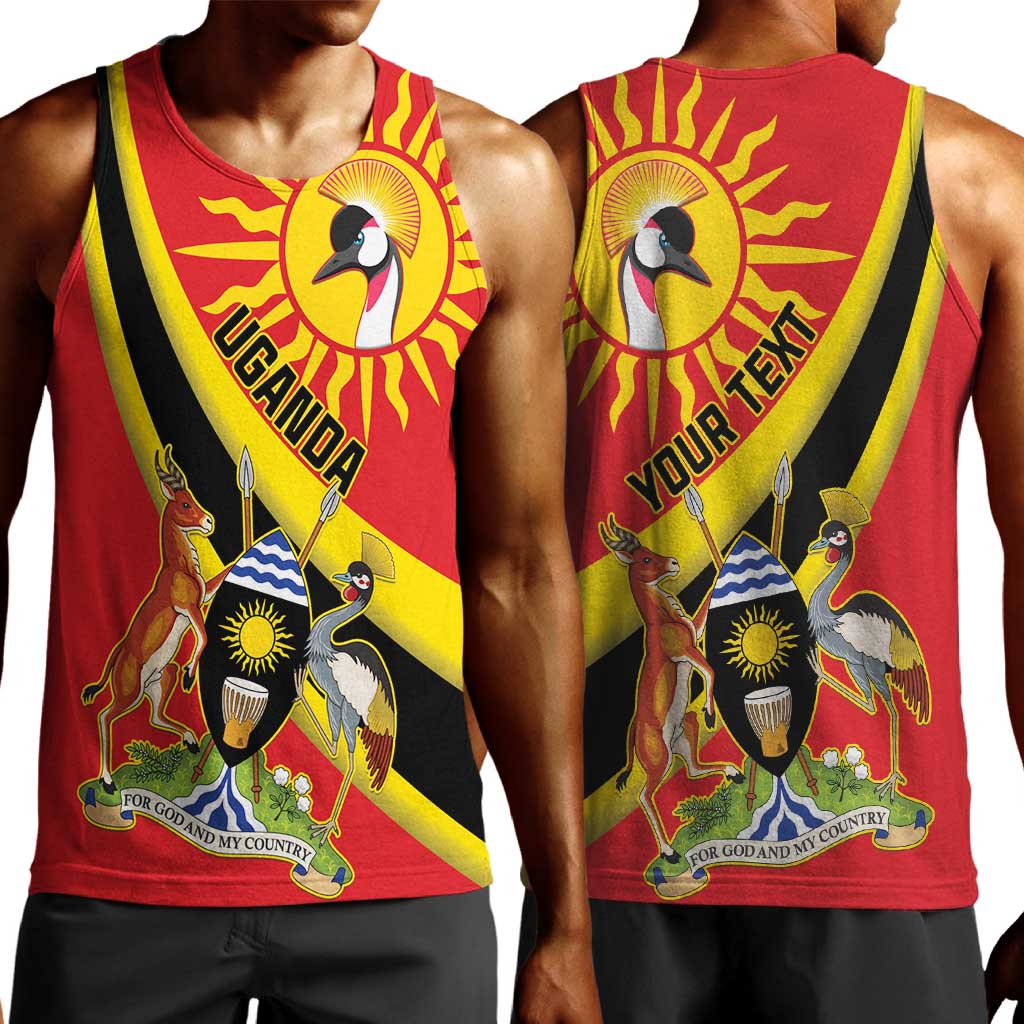 Personalised Afro Uganda Men Tank Top Black Crowned Crane With Coat Of Arms