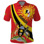 Personalised Afro Uganda Polo Shirt Black Crowned Crane With Coat Of Arms